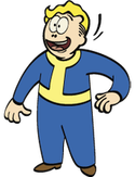 a fallout vault boy from the video game fallout representing the idiot savant perk