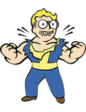 a fallout vault boy from the video game fallout representing the nerd rage perk